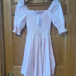 Francesca's Collections Light Pink Smocked Mini Dress